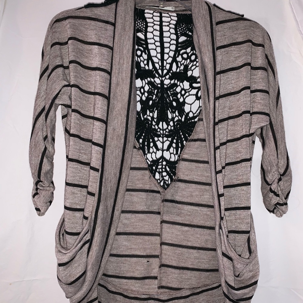 Papaya Brown and Black Cardigan